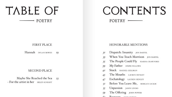 Byzantium table of contents