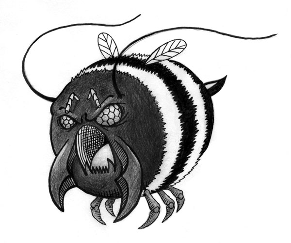 illustration of fat bee monster