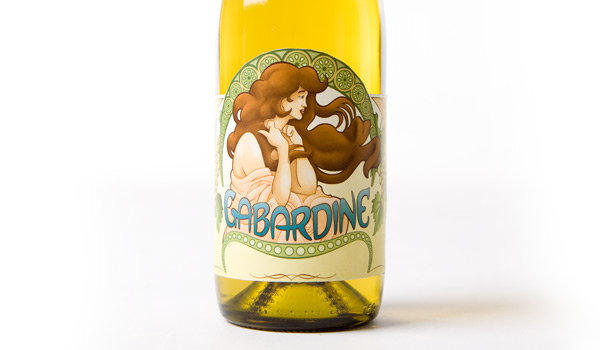 wine label with woman